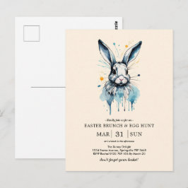 Paasbrunch & Eierjacht | Waterkleur Bunny Briefkaart