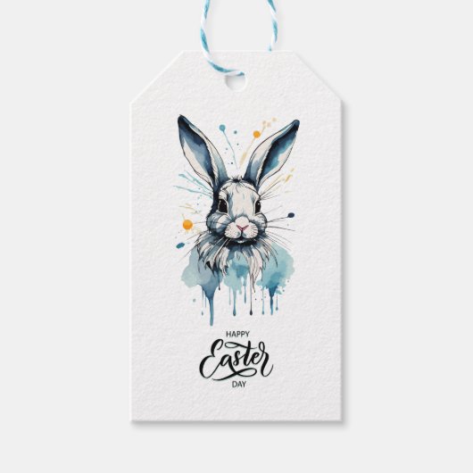 Paasbrunch & Eierjacht | Waterkleur Bunny Cadeaulabel (Voorkant)