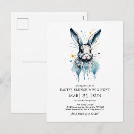 Paasbrunch & Eierjacht | Waterkleur Bunny Feestdagenkaart