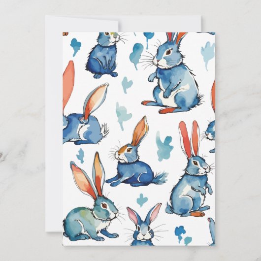 Paasbrunch & Eierjacht | Waterkleur Bunny Kaart (Achterkant)