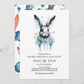 Paasbrunch & Eierjacht | Waterkleur Bunny Kaart (Voorkant / Achterkant)
