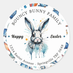 Paasbrunch & Eierjacht   Waterkleur Bunny Ronde Sticker