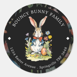 Paasbrunch & Eierjacht   Wildflower Bunny Classi Ronde Sticker