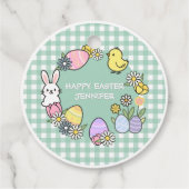 Paasbrunch & Eierzoektocht Groen Gingham Bedankjes Labels (Achterkant)