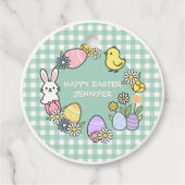 Paasbrunch & Eierzoektocht Groen Gingham Bedankjes Labels (Voorkant)