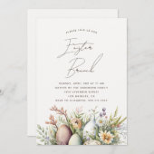 Paasbrunch. Elegant waterverf flora en ei Feestdagenkaart (Voorkant / Achterkant)