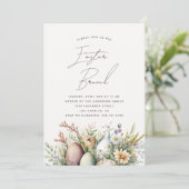 Paasbrunch. Elegant waterverf flora en ei Feestdagenkaart (Staand voorkant)