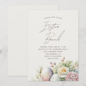 Paasbrunch. Elegant waterverf flora en ei Feestdagenkaart (Voorkant / Achterkant)