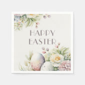 Paasbrunch. Elegant waterverf flora en ei Servet (Voorkant)