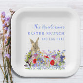 Paasbrunch en Egg Hunt Bunny Floral Custom Papieren Bordje