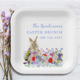Paasbrunch en Egg Hunt Bunny Floral Custom Papieren Bordje