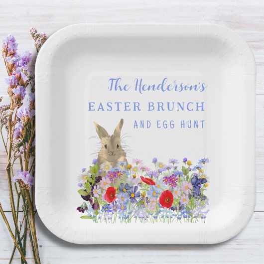 Paasbrunch en Egg Hunt Bunny Floral Custom Papieren Bordje