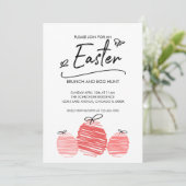 Paasbrunch en Egg Hunt Doodle Invitation Kaart (Staand voorkant)