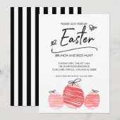 Paasbrunch en Egg Hunt Doodle Invitation Kaart (Voorkant / Achterkant)