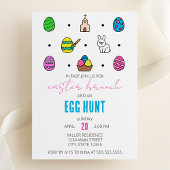 Paasbrunch en Egg Hunt Line Iconen Paasfeest Kaart
