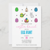 Paasbrunch en Egg Hunt Line Iconen Paasfeest Kaart (Voorkant)
