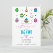 Paasbrunch en Egg Hunt Line Iconen Paasfeest Kaart (Staand voorkant)