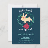 PaasBrunch en Egg Hunt Spring Bunny Navy Kaart (Voorkant)