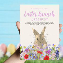 Paasbrunch en eierjacht Boho Bunny Floral Kaart