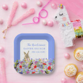Paasbrunch en Eierjacht Bunny Spring Floral Papieren Bordje (Feest)