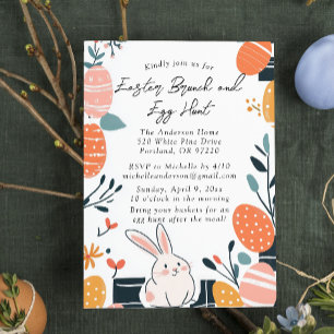 Paasbrunch en eierjacht Bunny uitnodiging