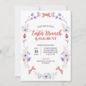 Paasbrunch en eierjacht, Paarse witte bloem Kaart (Voorkant)