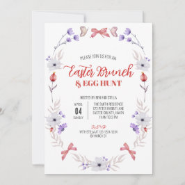 Paasbrunch en eierjacht, Paarse witte bloem Kaart
