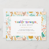Paasbrunch en eierjacht retro typografie kaart (Voorkant)