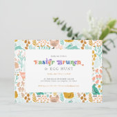 Paasbrunch en eierjacht retro typografie kaart (Staand voorkant)