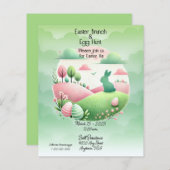 Paasbrunch en eierjacht roze en groen (Voorkant / Achterkant)