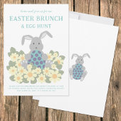 Paasbrunch en Eierjacht Schattige Bunny Floral Kaart