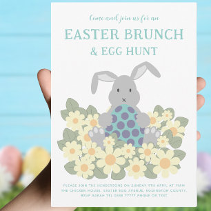 Paasbrunch en Eierjacht Schattige Bunny Floral Kaart
