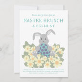 Paasbrunch en Eierjacht Schattige Bunny Floral Kaart (Voorkant)
