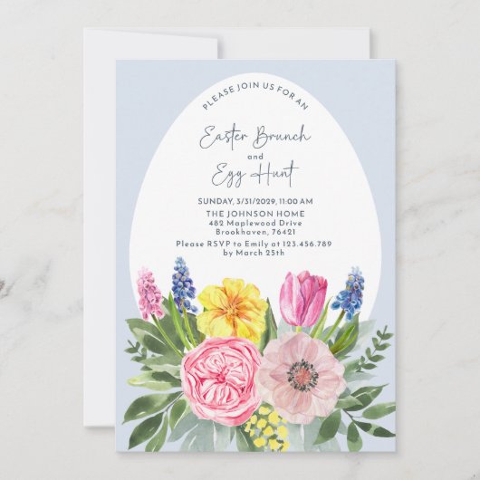Paasbrunch en eierjacht Waterverf, blauw Kaart (Voorkant)