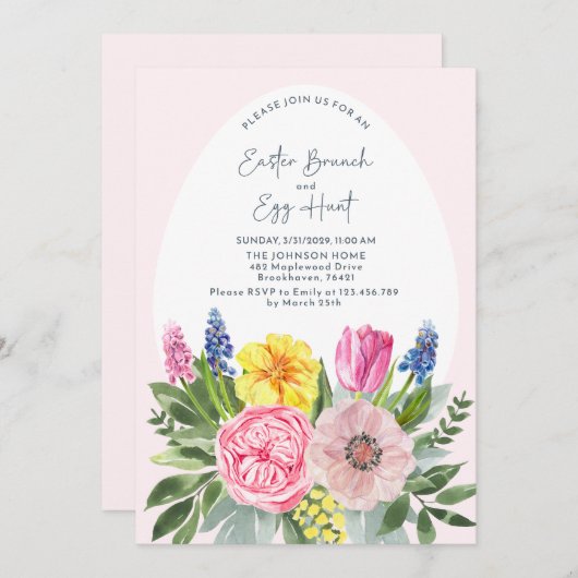 Paasbrunch en eierjacht Waterverf, Egg Kaart (Voorkant / Achterkant)