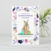 Paasbrunch en konijneneierjacht Bloemen Kaart (Staand voorkant)