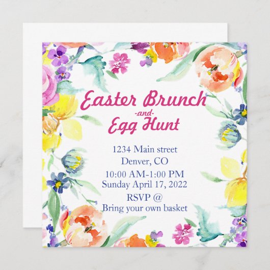 Paasbrunch en uitnodiging voor eicelampen (Voorkant / Achterkant)