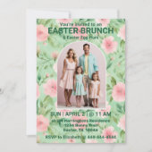 Paasbrunch Foto Pastel Roze & Groene Bloemen Kaart (Voorkant)