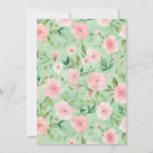 Paasbrunch Foto Pastel Roze & Groene Bloemen Kaart (Achterkant)