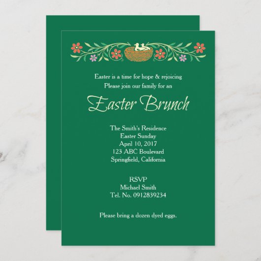 Paasbrunch Green Kaart (Voorkant / Achterkant)