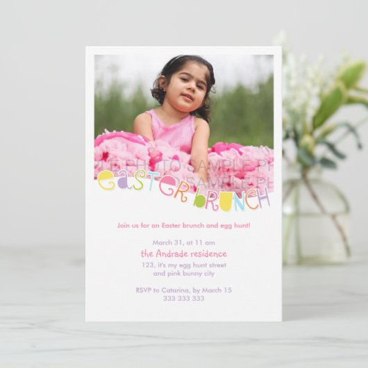 Paasbrunch Kinder foto Paasfeest kleurrijk Kaart (Staand voorkant)