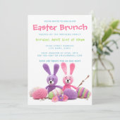 Paasbrunch Kitjes Konijntjes Bloemenen Eieren | Am Kaart (Staand voorkant)