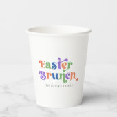 Paasbrunch Kleurrijke Retro Typografie Papieren Bekers (Achterkant)