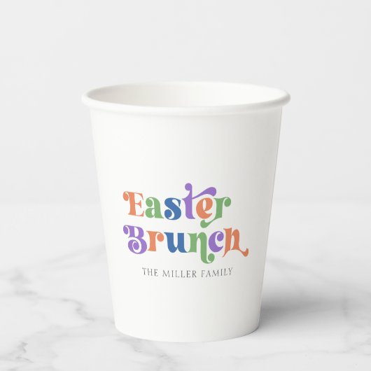 Paasbrunch Kleurrijke Retro Typografie Papieren Bekers