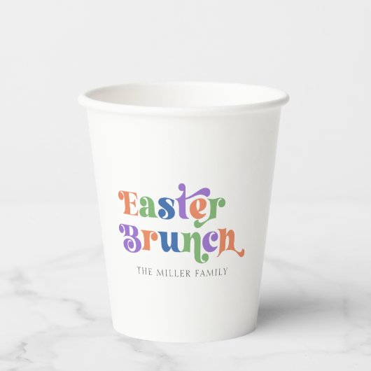 Paasbrunch Kleurrijke Retro Typografie Papieren Bekers (Voorkant)