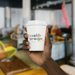 Paasbrunch Kleurrijke Retro Typografie Papieren Bekers
