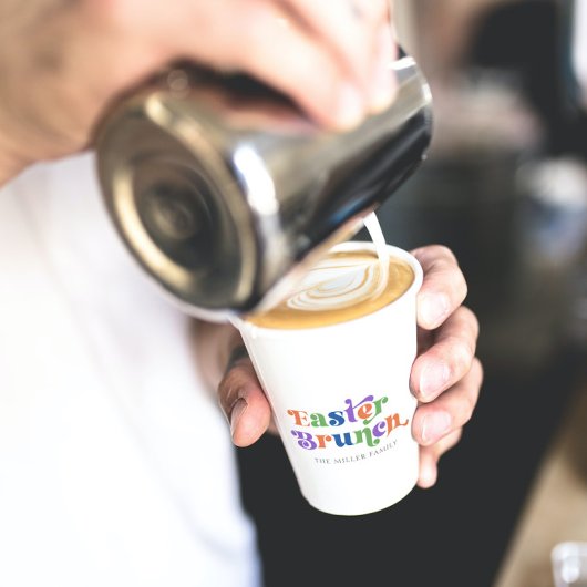 Paasbrunch Kleurrijke Retro Typografie Papieren Bekers