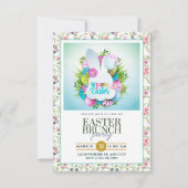 Paasbrunch – Konijn bloemenkrans Feest Aankondiging (Voorkant)