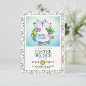 Paasbrunch – Konijn bloemenkrans Feest Aankondiging (Staand voorkant)