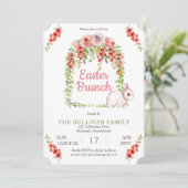 Paasbrunch Konijn Konijn Bloem | Wijnstok Frame Kaart (Staand voorkant)